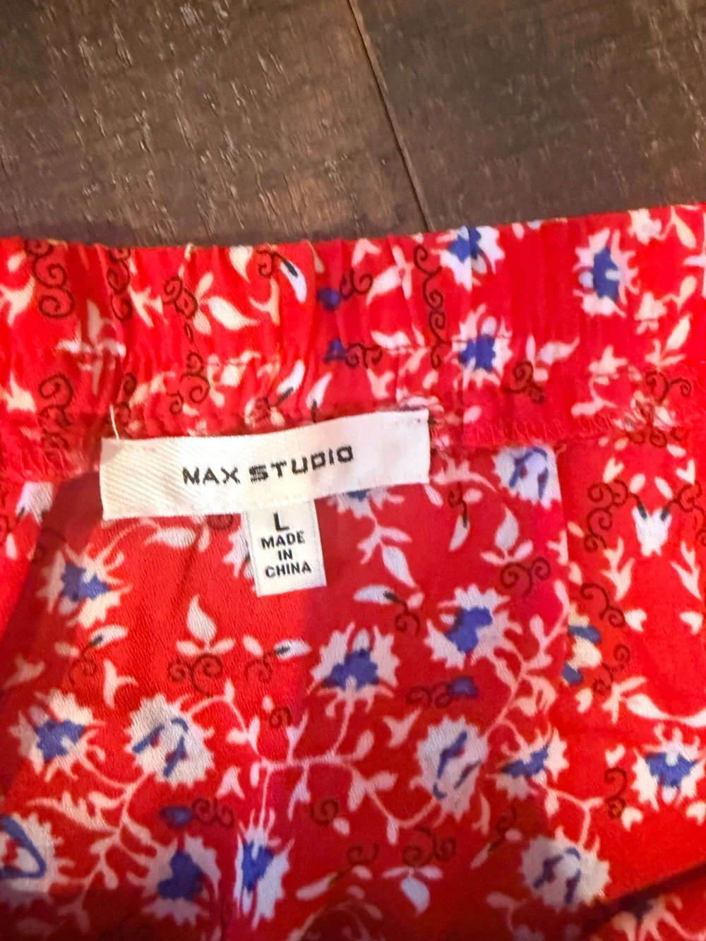 Max Studio Red Floral ruffle Skirt with Blue Accents - Picture 2 of 3